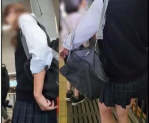 リアル痴漢×盗撮×アウロリ少女｜ミニスカ制服女子校生を車内で痴漢、抵抗するJKだが・・・