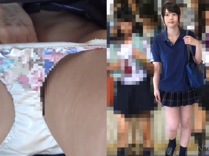ミニスカひよこ少女×種付け痴漢×逆さ盗撮｜車内でロリ娘をセクハラしまくって、ヌレヌレまんこに肉棒ブチ込み強姦する
